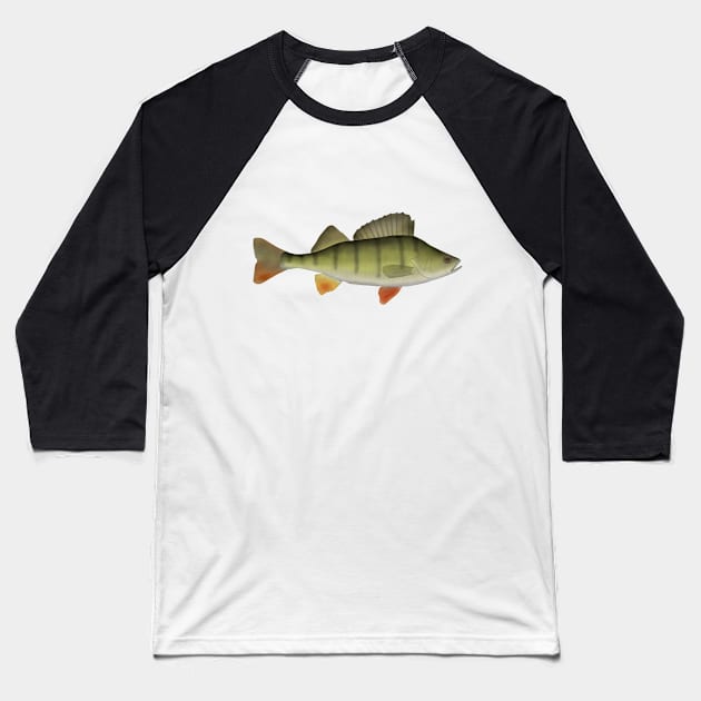 European Perch Baseball T-Shirt by FishFolkArt